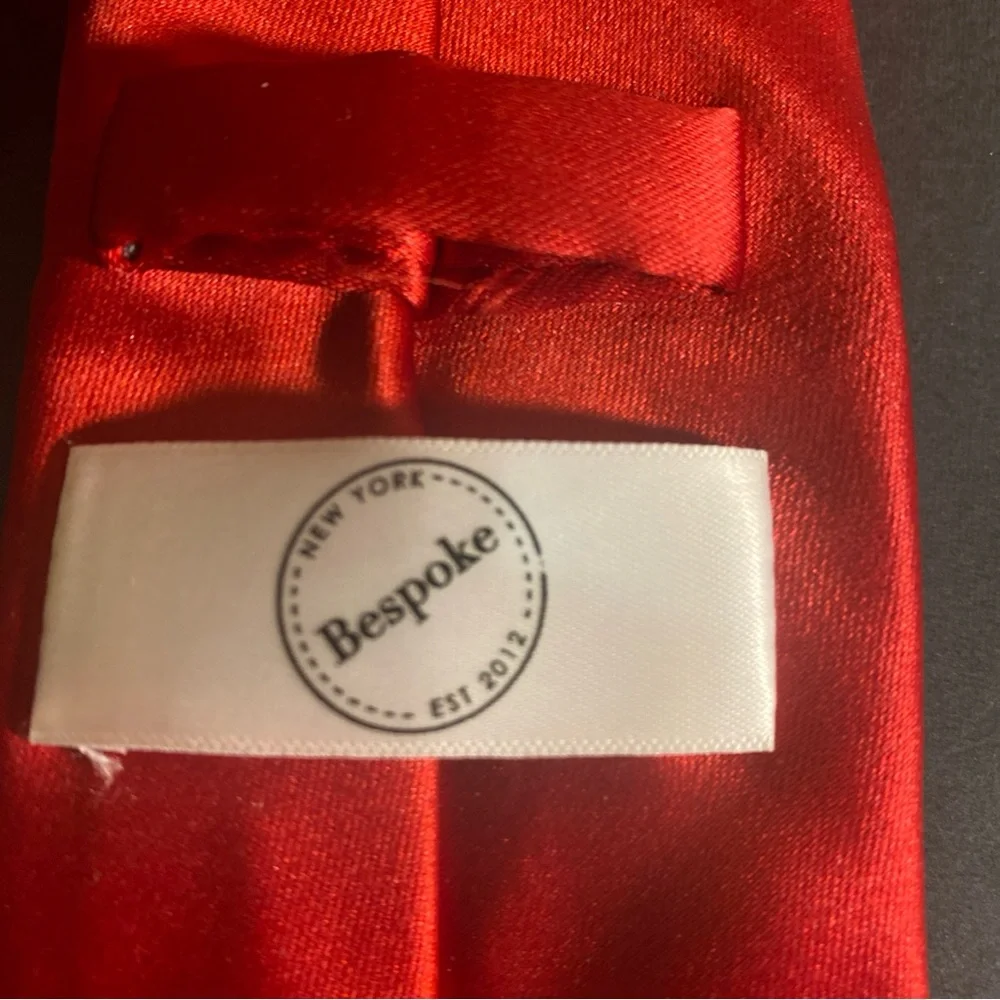 Bespoke‎ Men’s Solid Red Skinny Power Tie 100% Polyester Satin Look